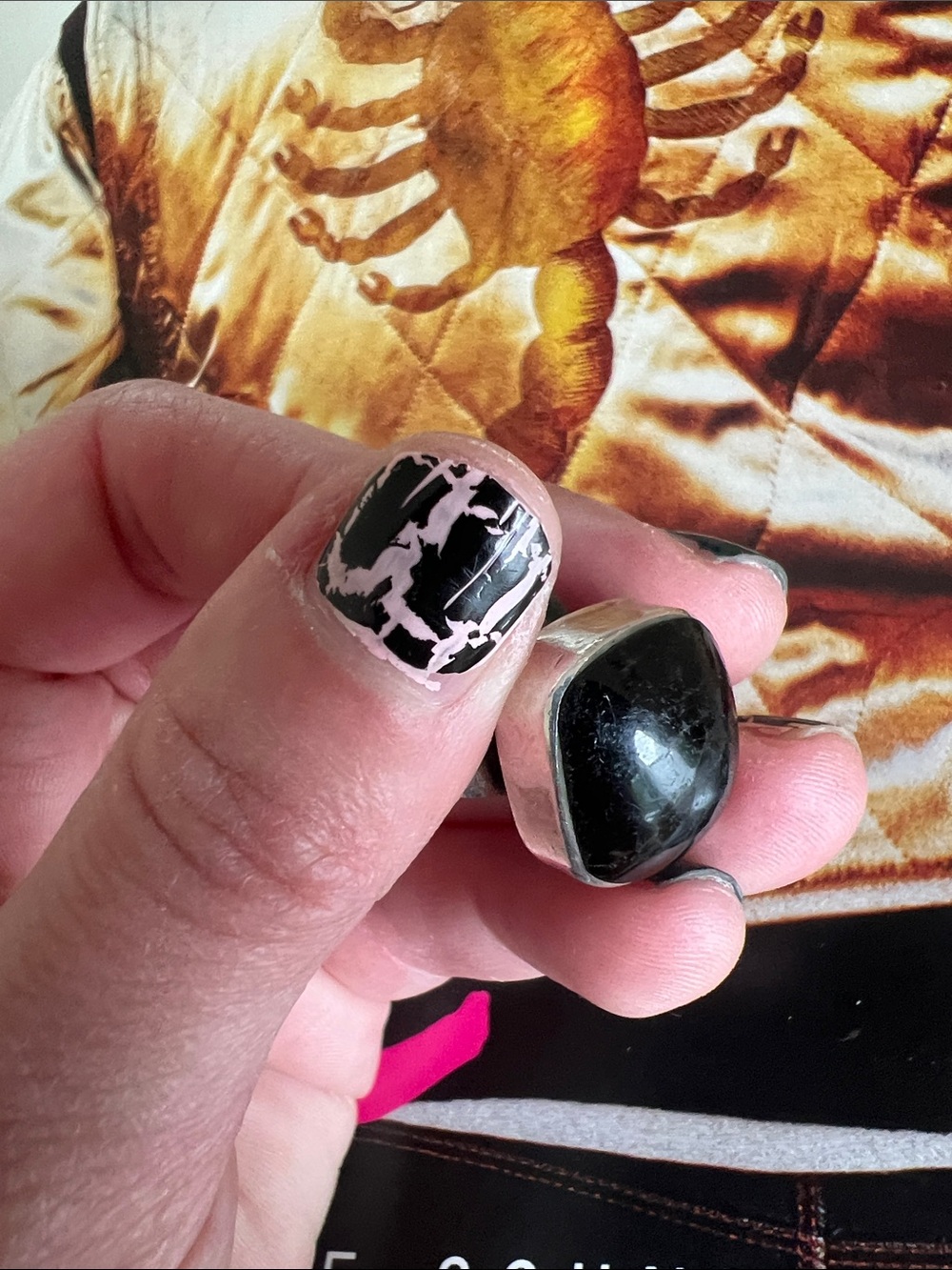 Sterling silver 925 ring with square smooth Onyx stone size 5 - Picture 7 of 7